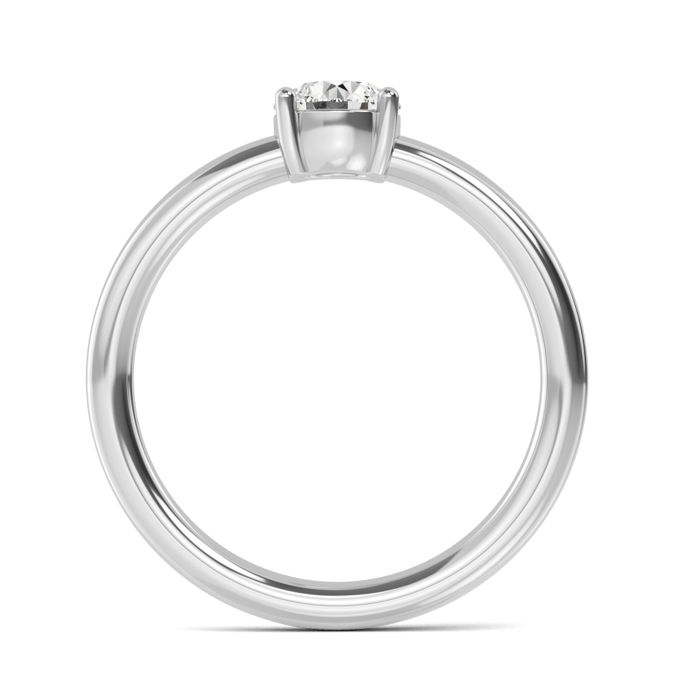 Elise, Four Prong Round Solitaire, Plain Band in White Gold, round, plain background, alternate view