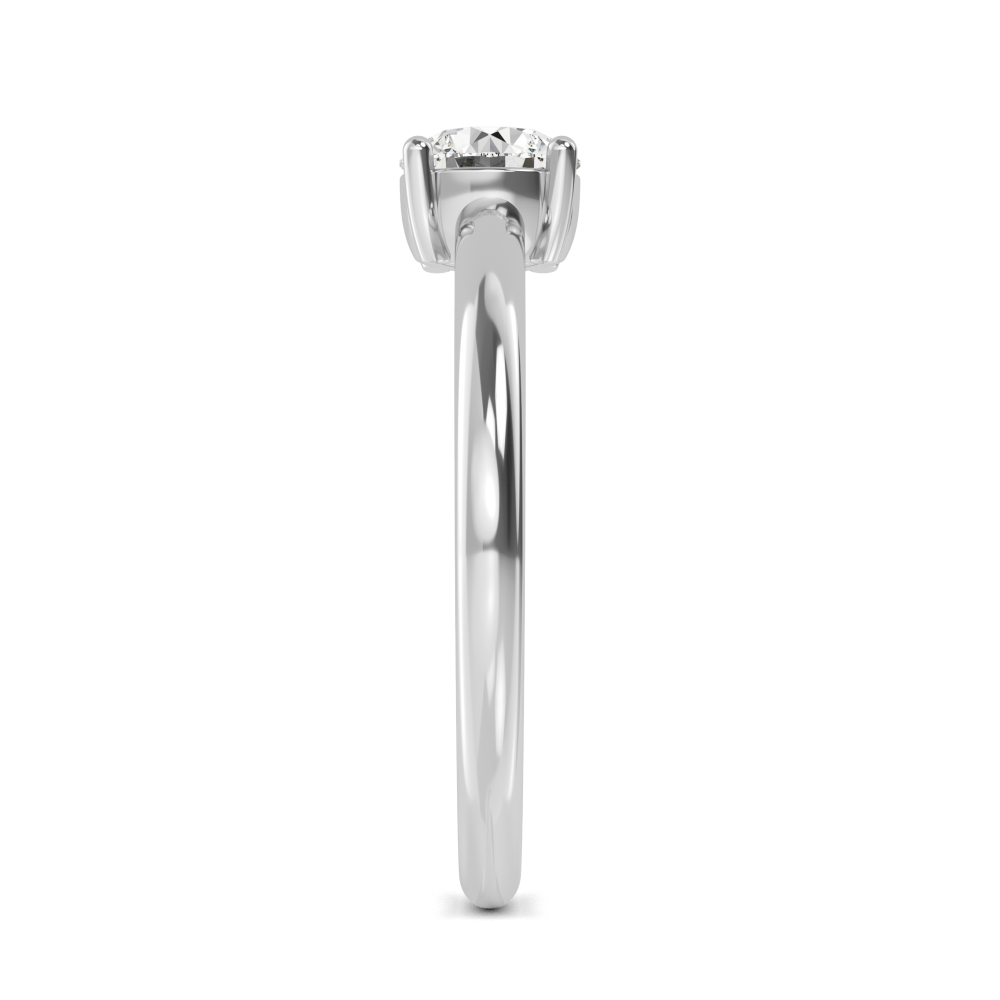Elise, Four Prong Round Solitaire, Plain Band in White Gold, round, plain background, alternate view