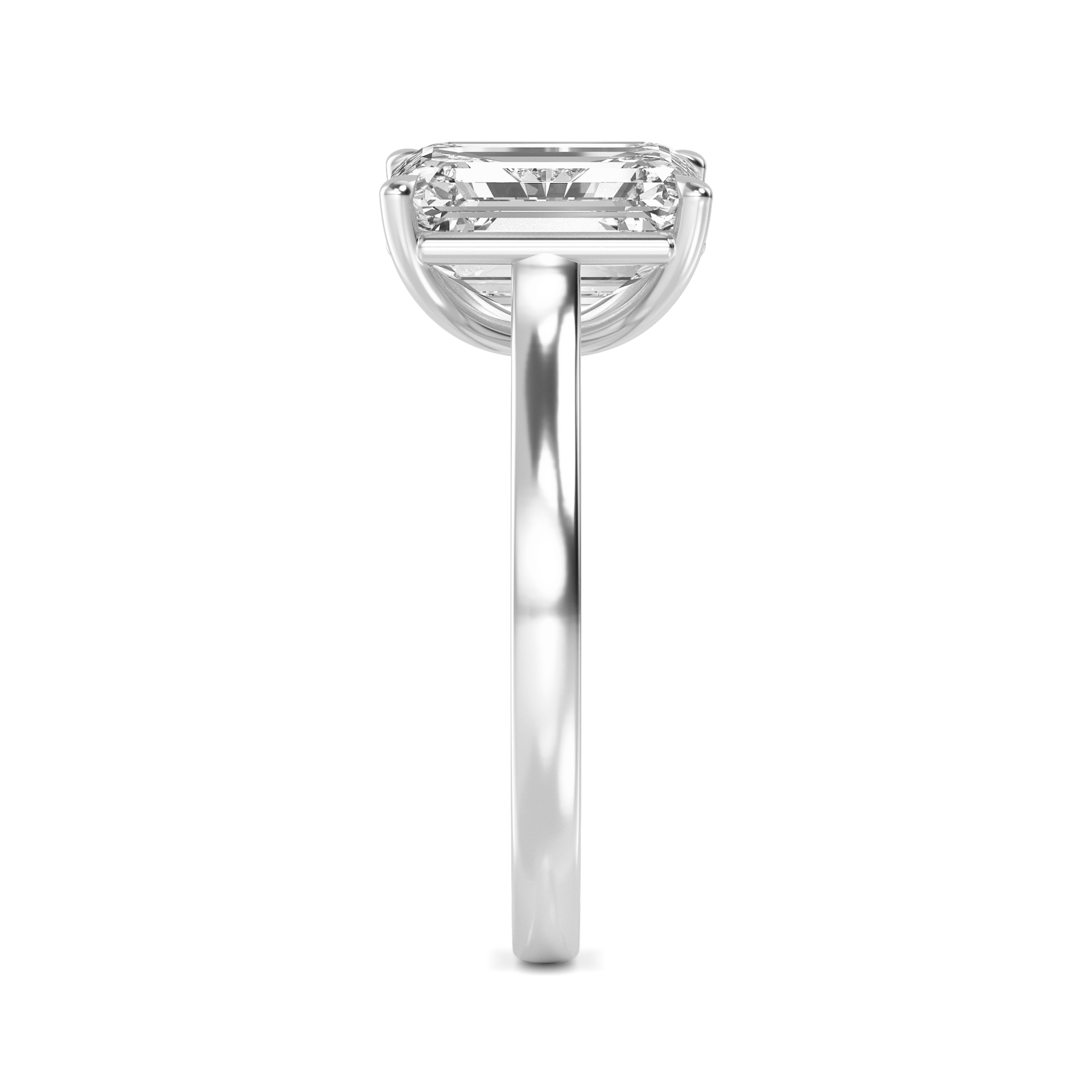 Gwendolyn, Toi et Moi, Emerald Cut and Oval in White Gold, emerald, plain background, alternate view