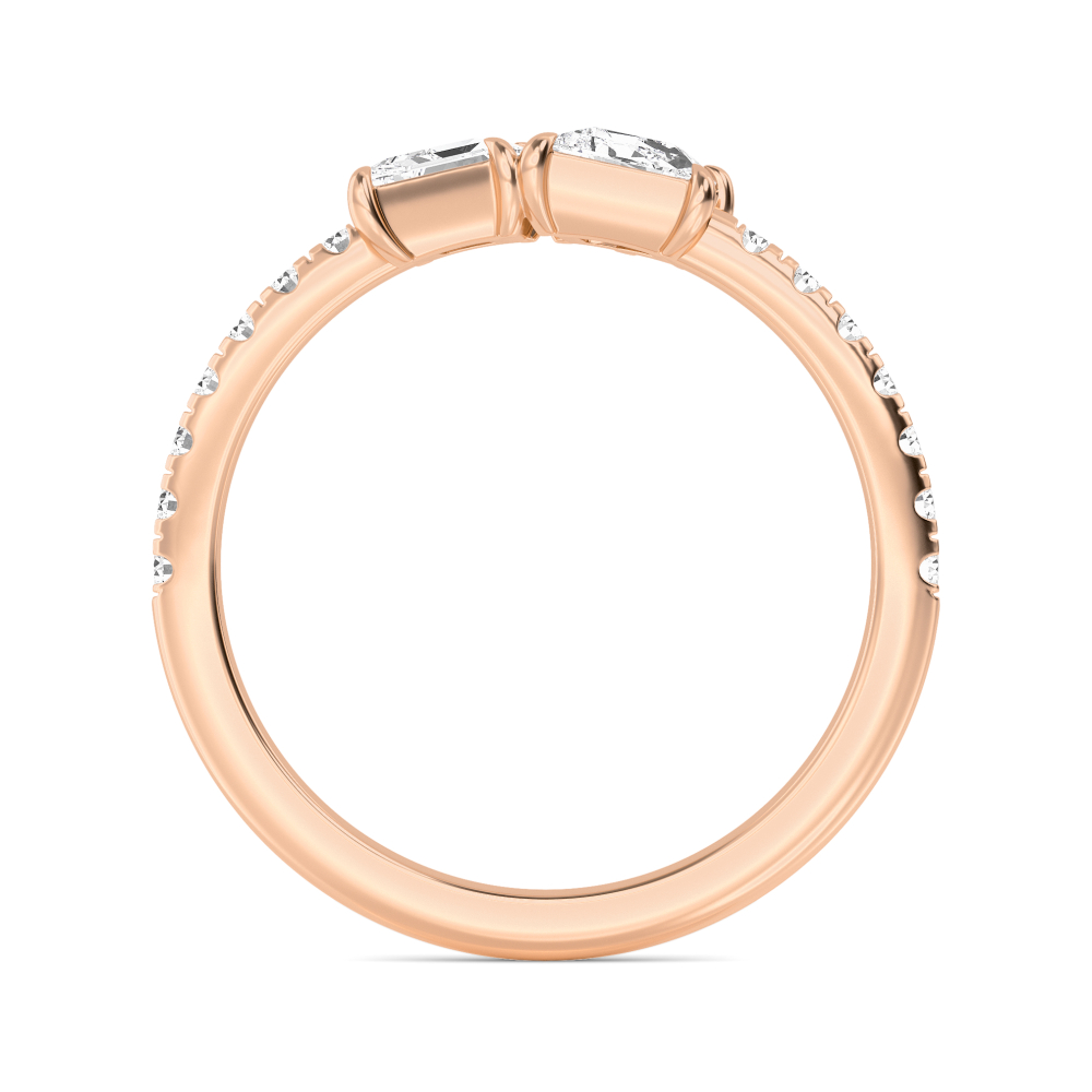 Oriana, Small Toi et Moi, Pavé Band in Rose Gold, mixed, plain background, alternate view