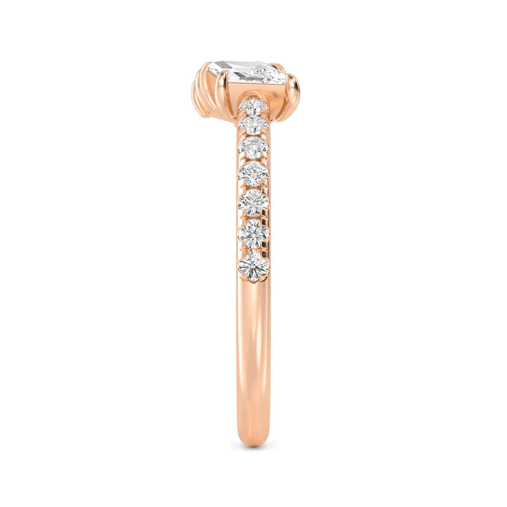 Oriana, Small Toi et Moi, Pavé Band in Rose Gold, mixed, plain background, alternate view