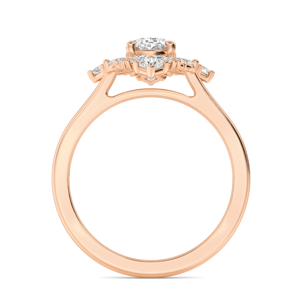 Thalia, Oval Cluster of Marquises, Princess Cuts and Rounds, Split Band in Rose Gold, oval, plain background, alternate view