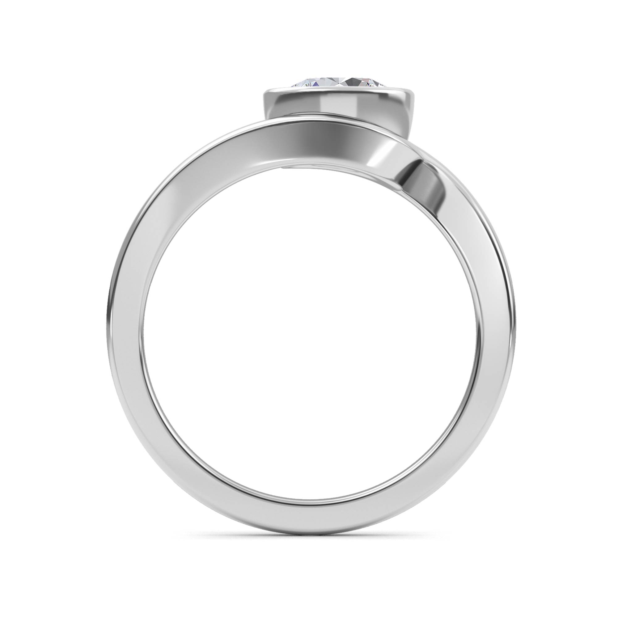 Zelie, Round Bezel, Bypass Band in White Gold, round, plain background, alternate view