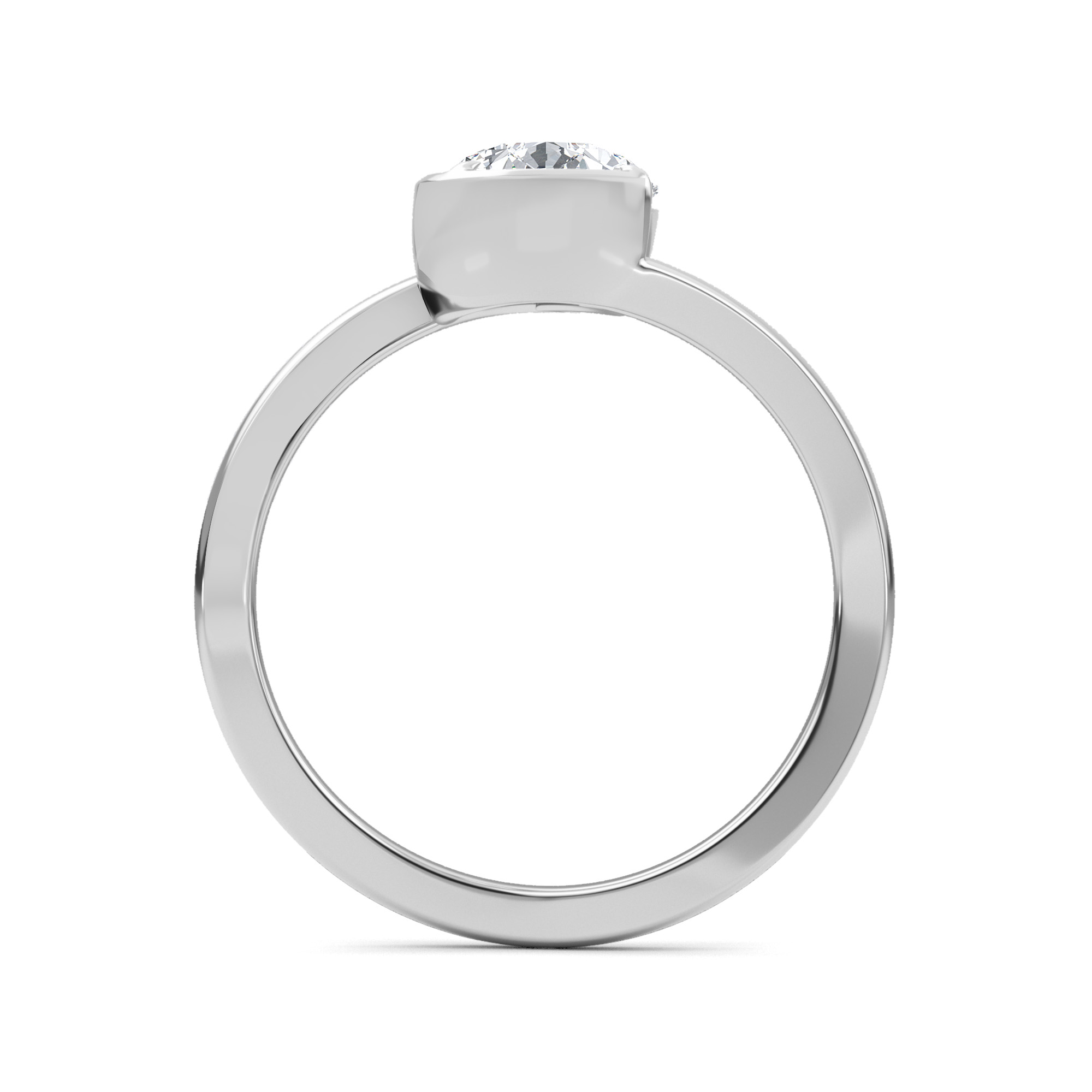 Aveline, Pear Open Bezel, Bypass Band in White Gold, pear, plain background, alternate view