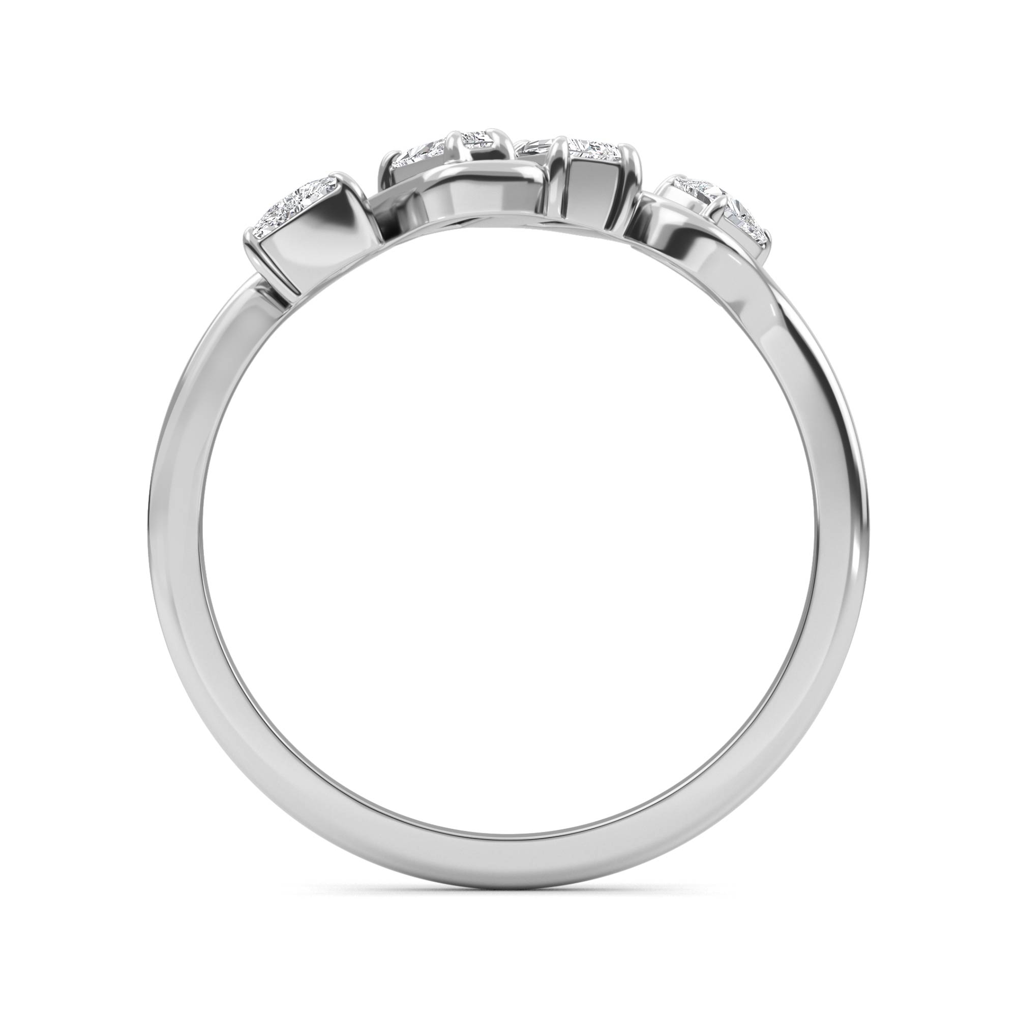 Bettina, Baguette Wave Band with Trillion Ends in White Gold, baguette, plain background, alternate view