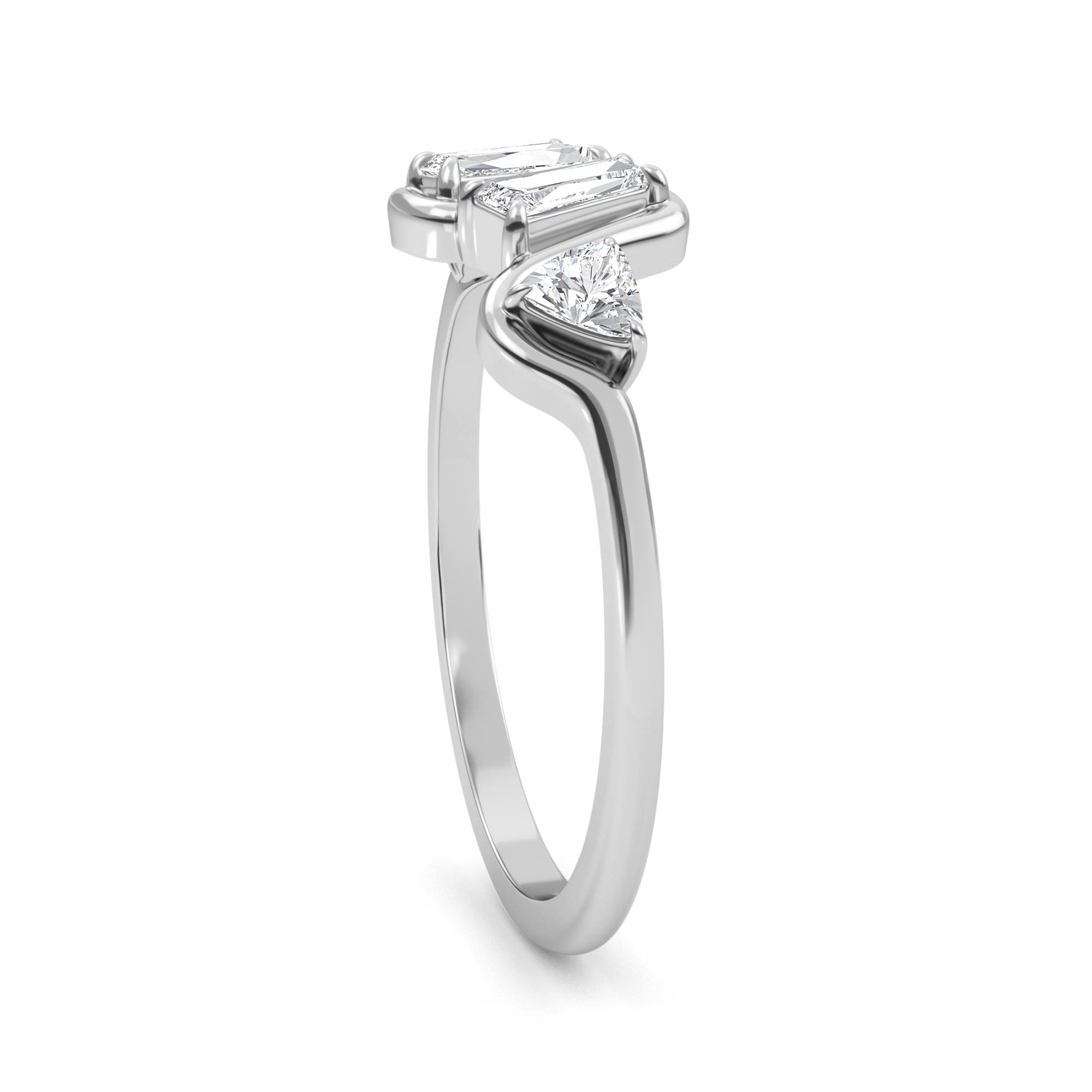 Bettina, Baguette Wave Band with Trillion Ends in White Gold, baguette, plain background, alternate view
