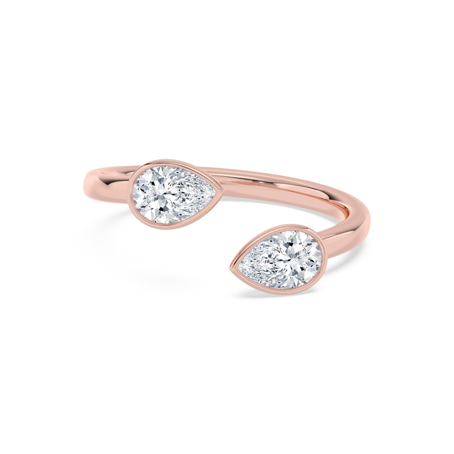 Calliope, Open Ring with Two Pears in Rose Gold, pear, plain background