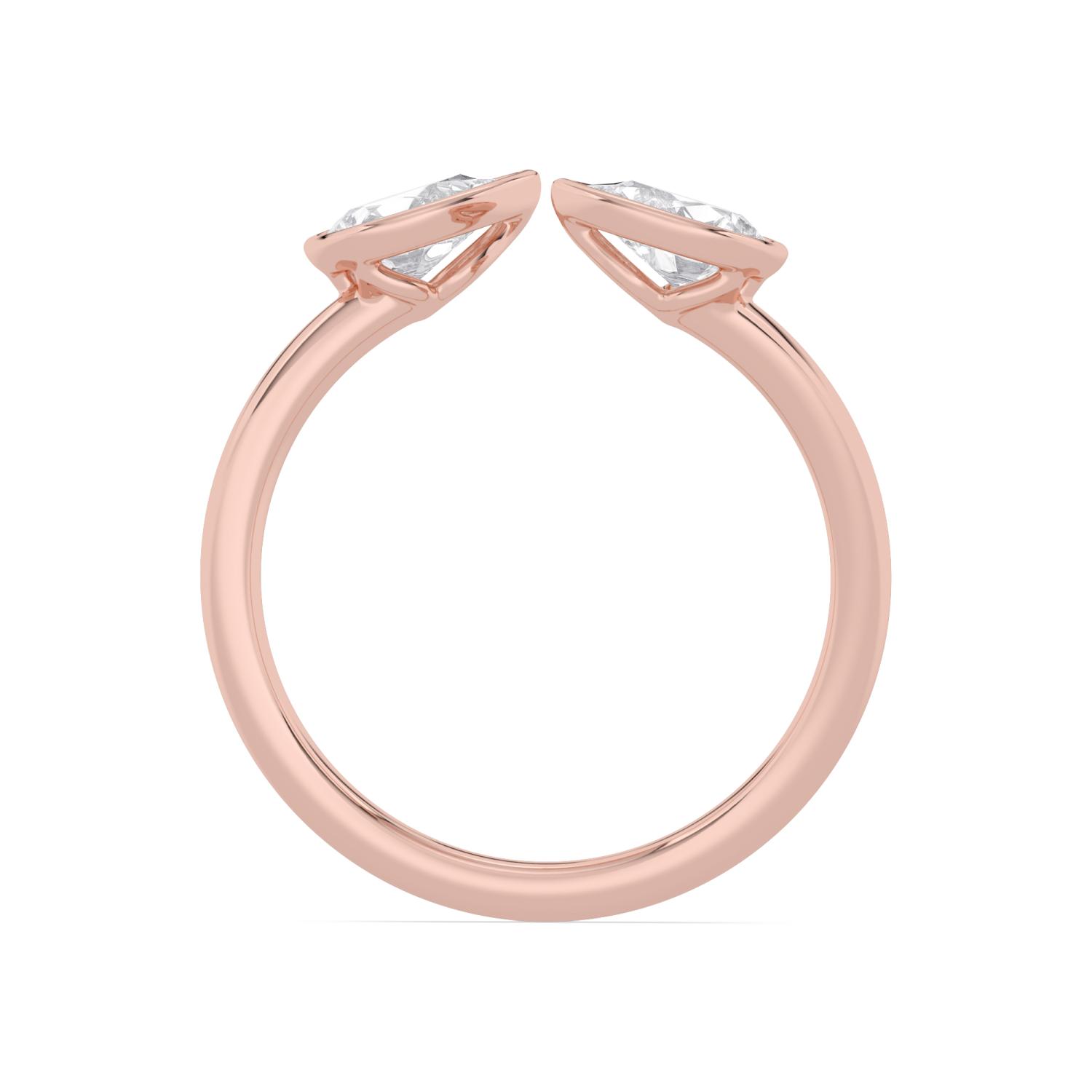 Calliope, Open Ring with Two Pears in Rose Gold, pear, plain background, alternate view