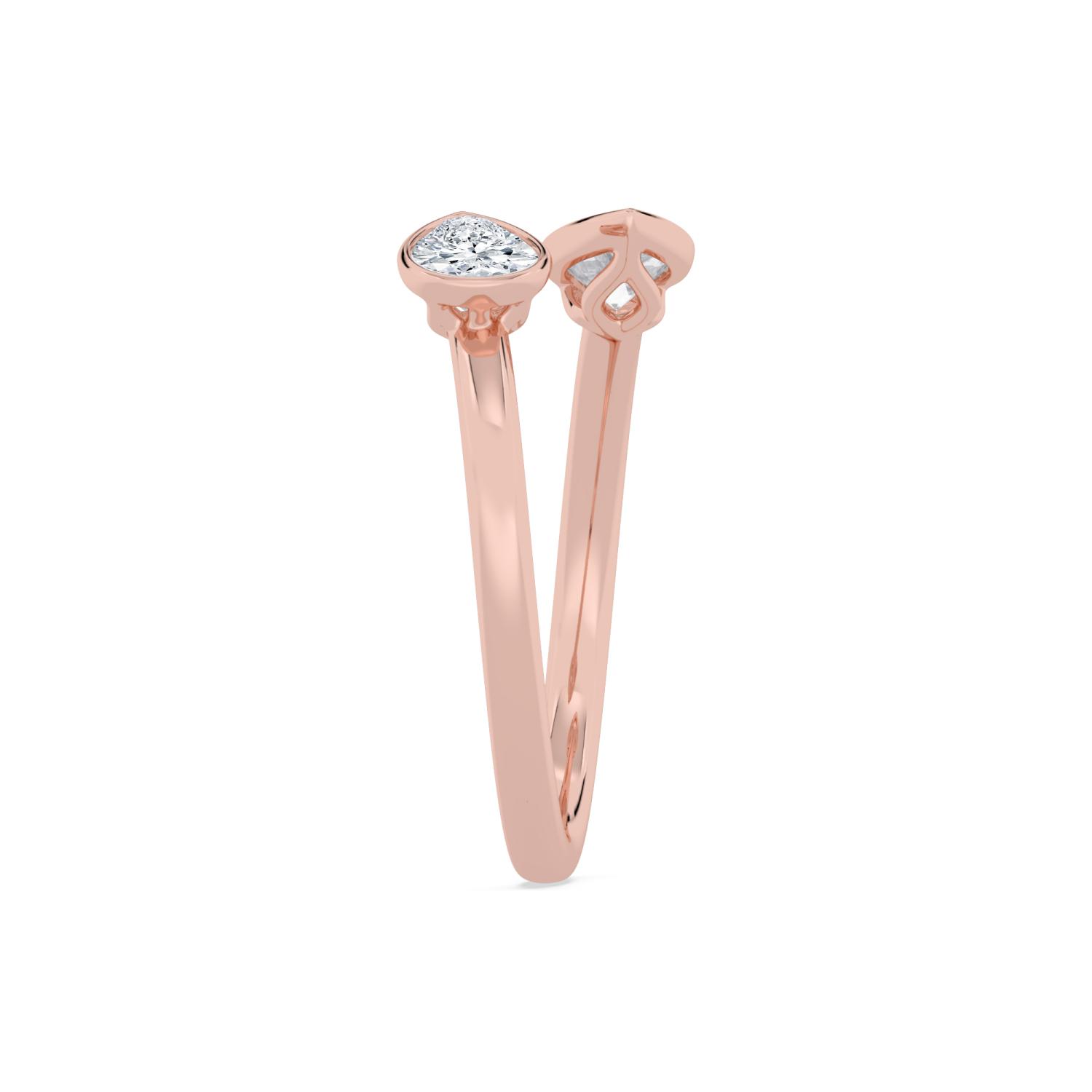 Calliope, Open Ring with Two Pears in Rose Gold, pear, plain background, alternate view