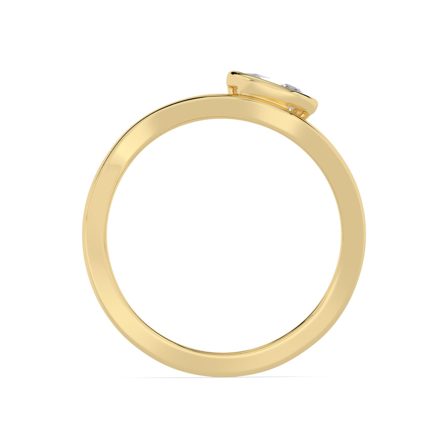 Fiorella, East-West Oval Bezel on a Curved Band in Yellow Gold, oval, plain background, alternate view