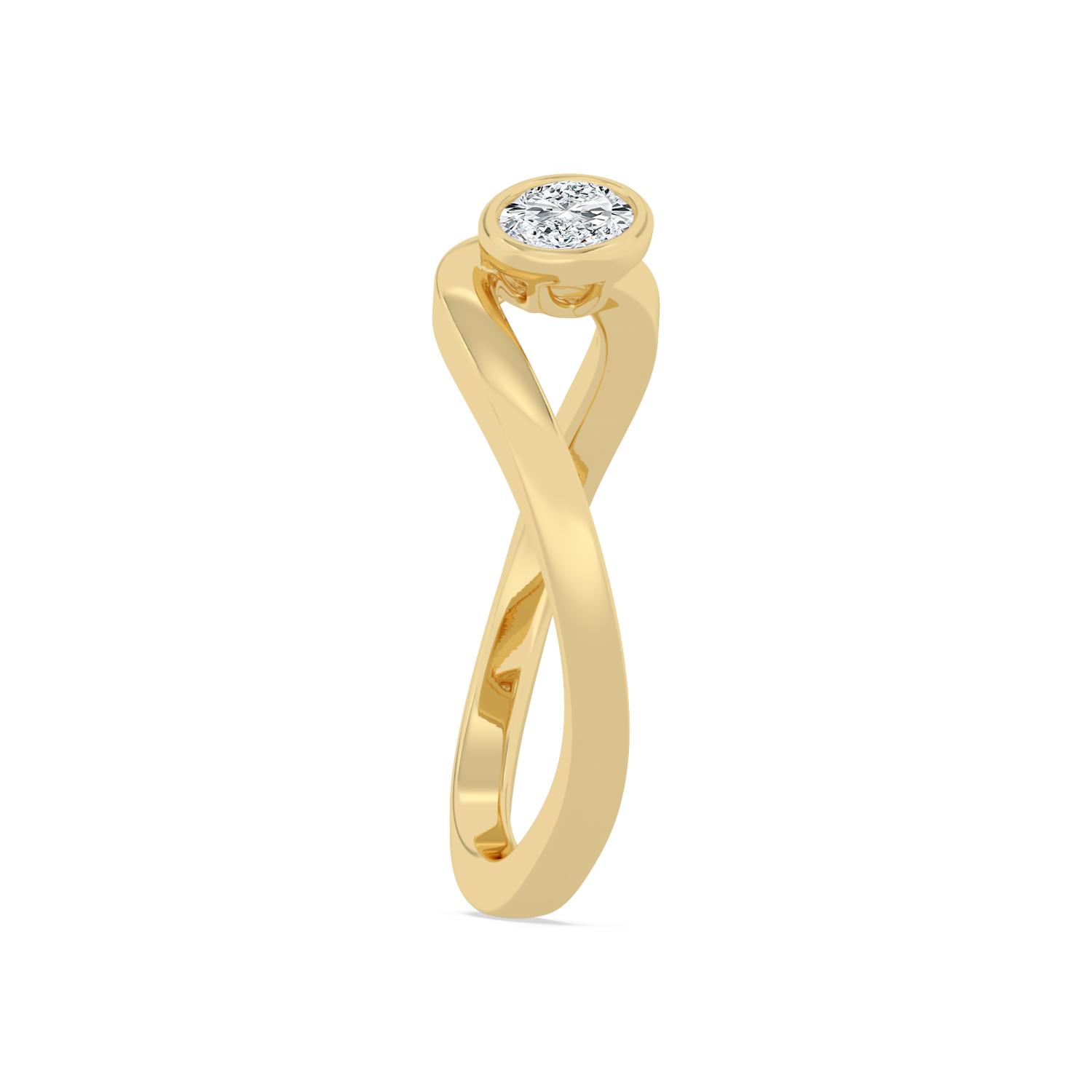 Fiorella, East-West Oval Bezel on a Curved Band in Yellow Gold, oval, plain background, alternate view