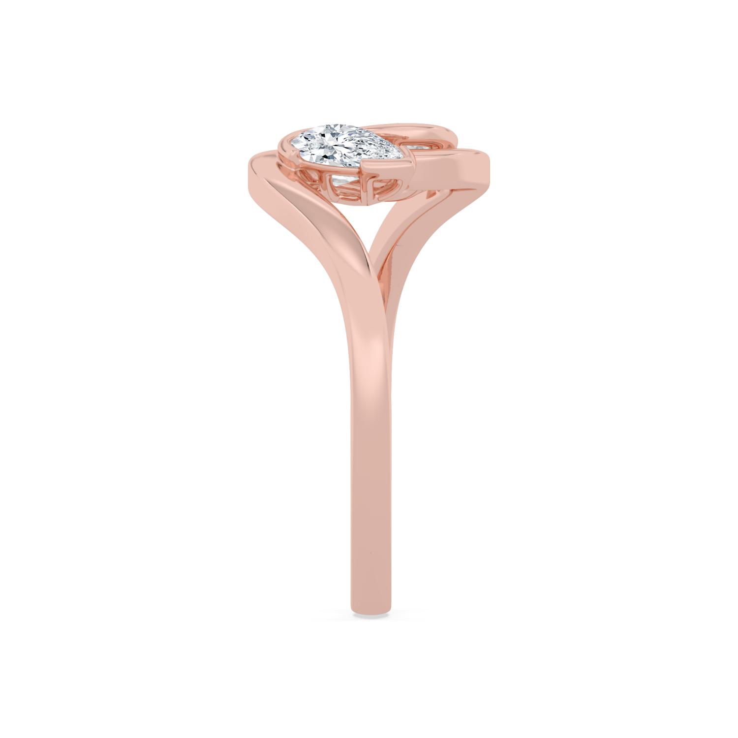 Ginevra, Bypass Ring with Oval and Pear in Rose Gold, oval, plain background, alternate view