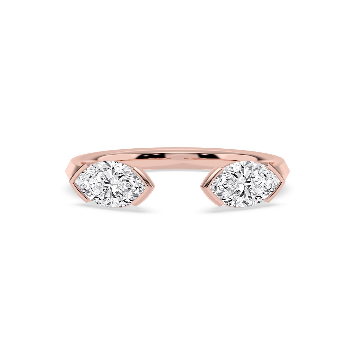 Hortense, Open Ring with Two Marquises in Rose Gold, marquise, plain background