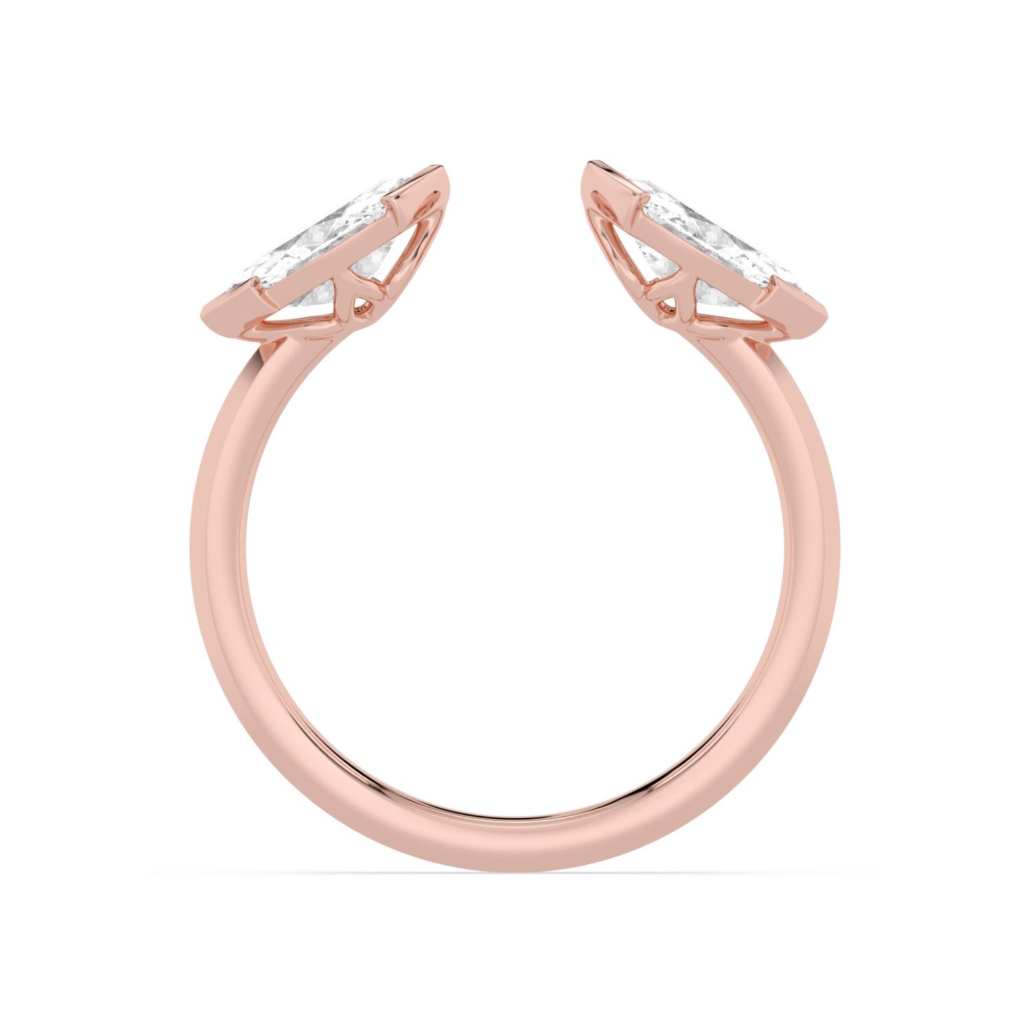 Hortense, Open Ring with Two Marquises in Rose Gold, marquise, plain background, alternate view