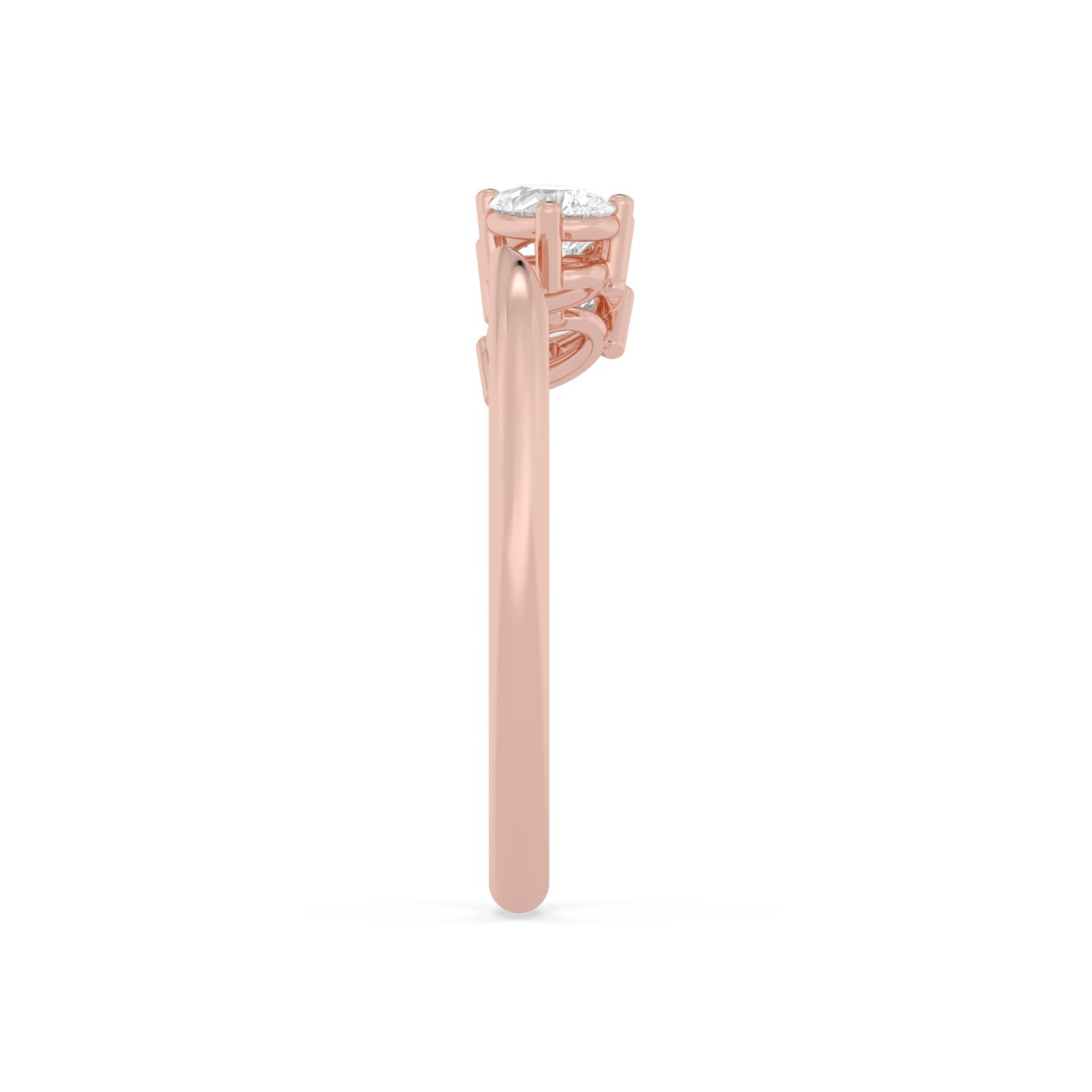 Madeleine, Three Pear Open Band, Set on the Slant in Rose Gold, pear, plain background, alternate view