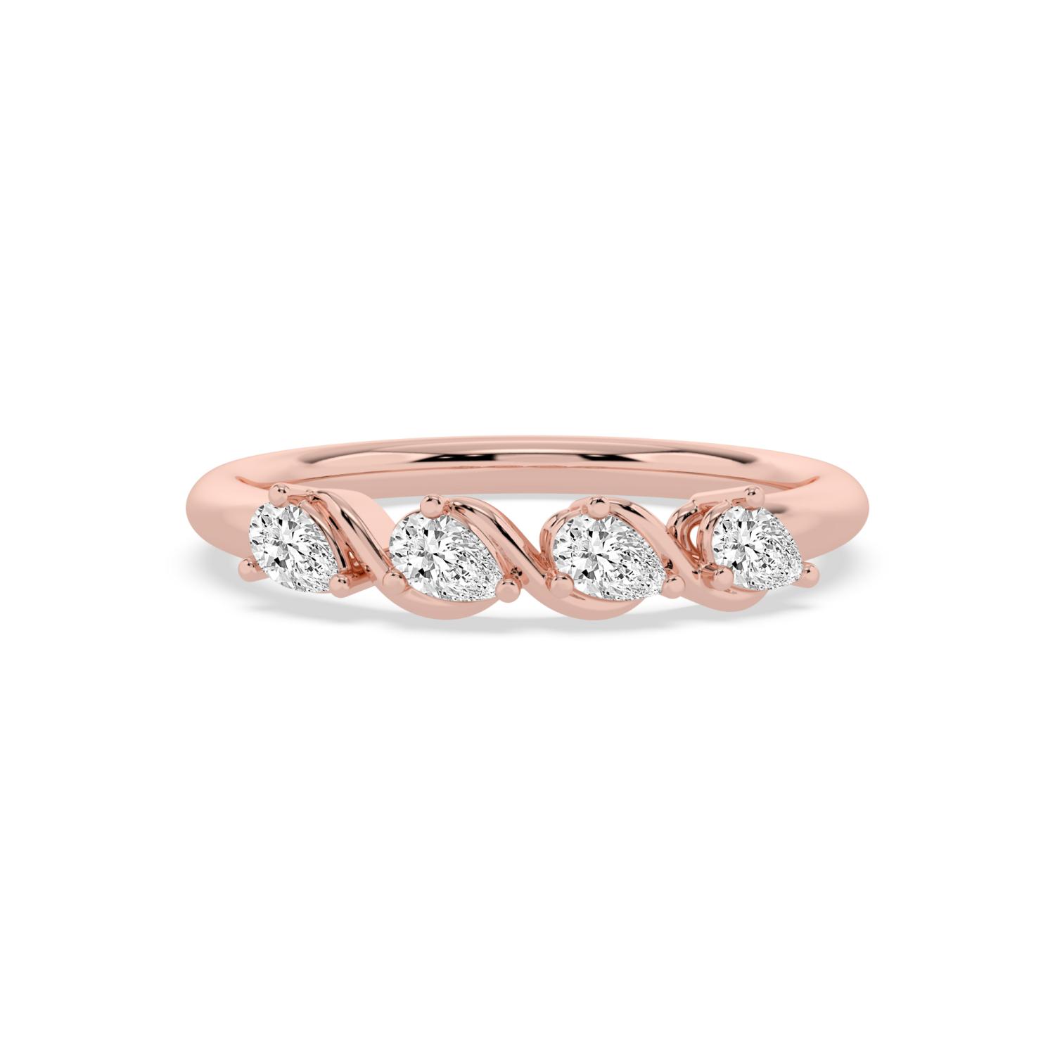Rosetta, Four Pear Band, Set Between Curves in Rose Gold, pear, plain background