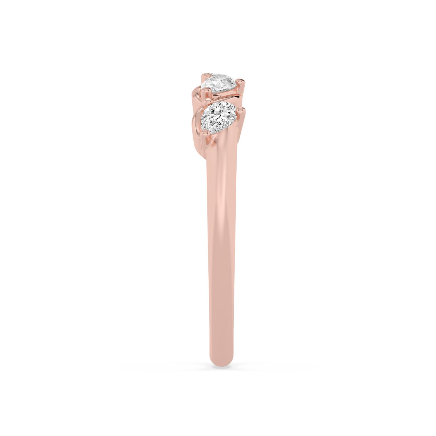 Rosetta, Four Pear Band, Set Between Curves in Rose Gold, pear, plain background, alternate view