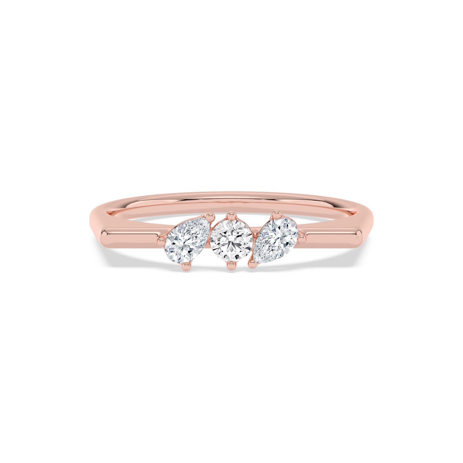 Sidonie, Round and Two Pear Band in Rose Gold, mixed, plain background