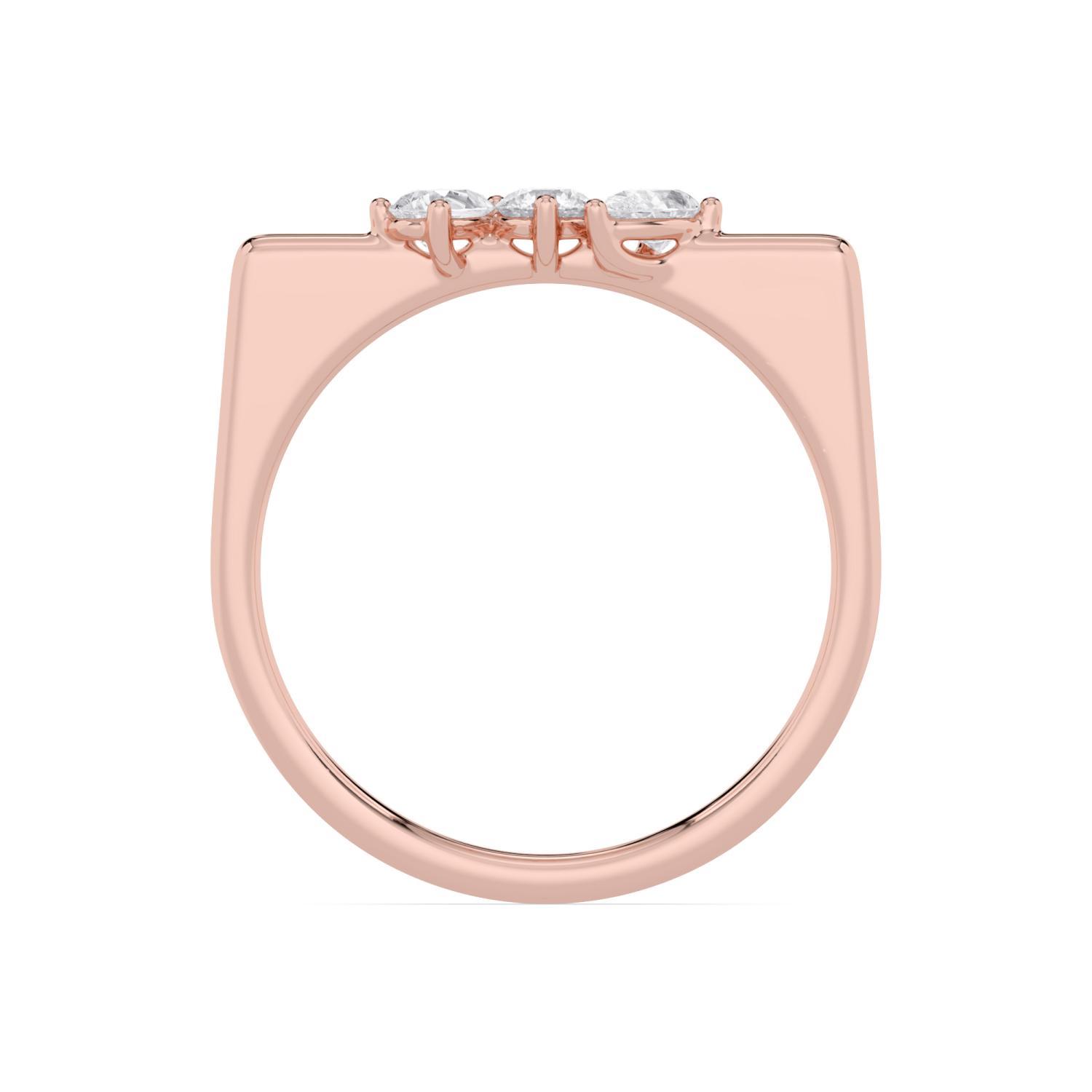 Sidonie, Round and Two Pear Band in Rose Gold, mixed, plain background, alternate view