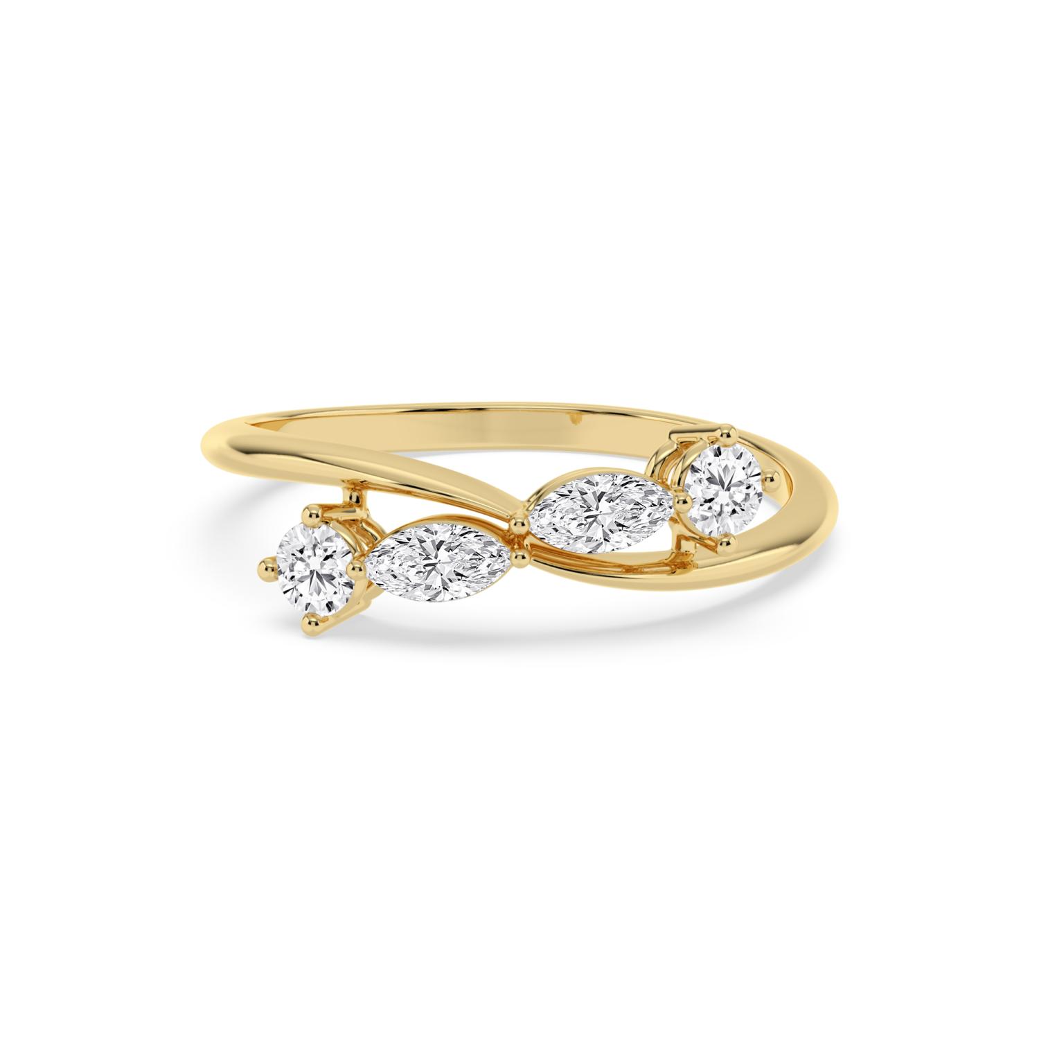 Viviana, Bypass Band with Rounds and Marquises in Yellow Gold, mixed, plain background