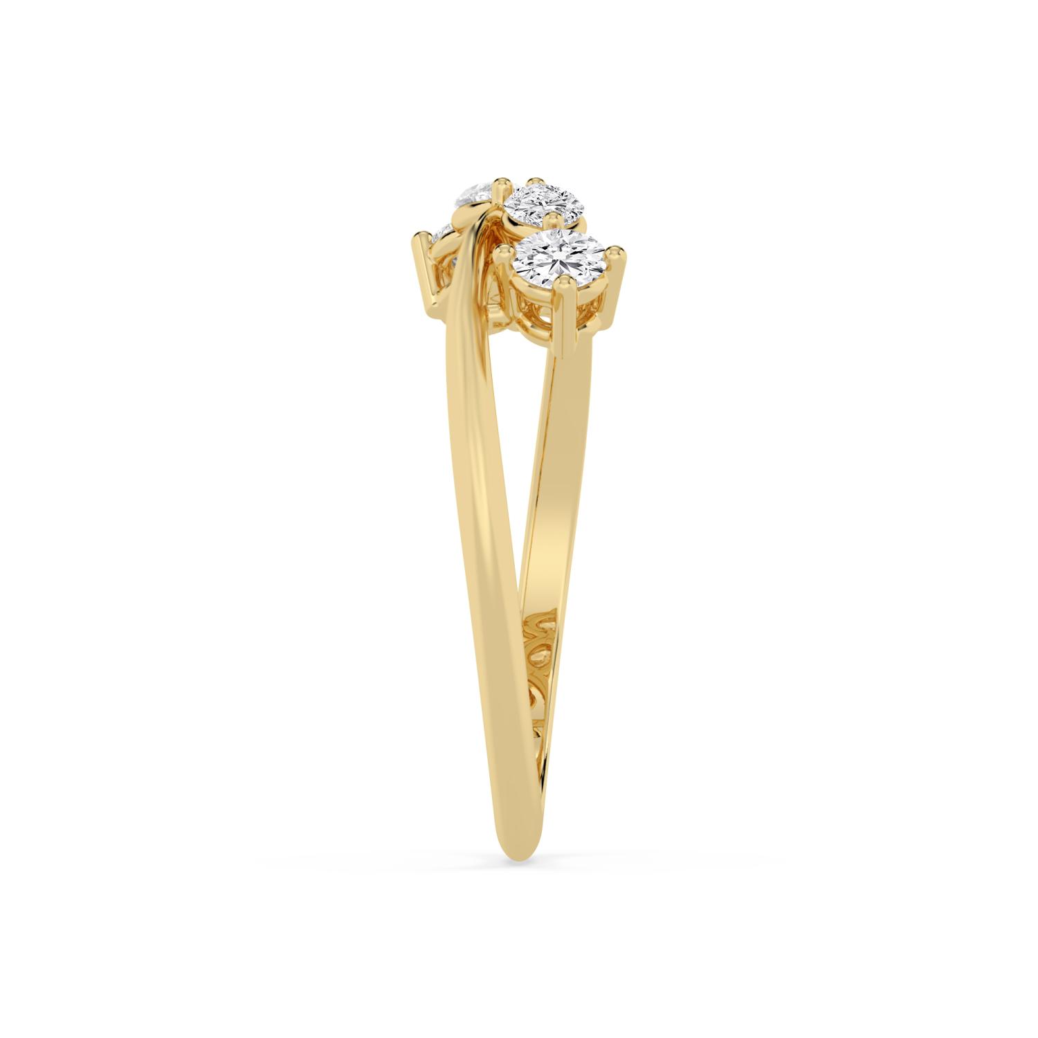 Viviana, Bypass Band with Rounds and Marquises in Yellow Gold, mixed, plain background, alternate view