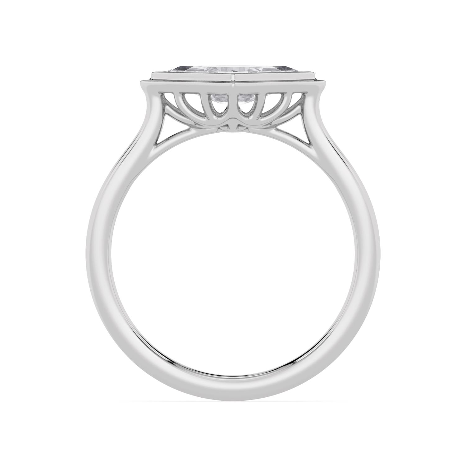 Adriana, Lozenge Bezel Solitaire in White Gold, lozenge, plain background, alternate view