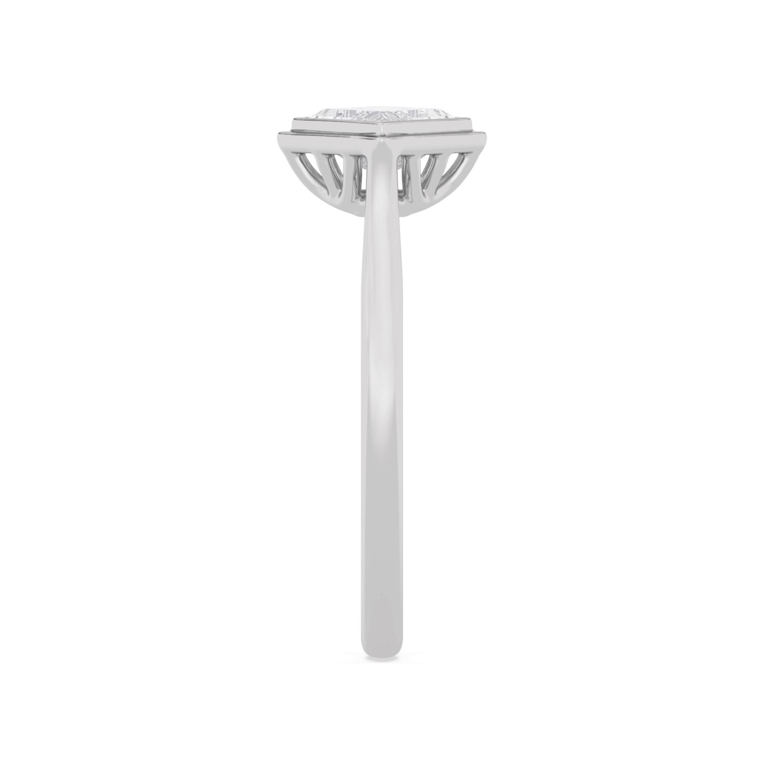 Adriana, Lozenge Bezel Solitaire in White Gold, lozenge, plain background, alternate view