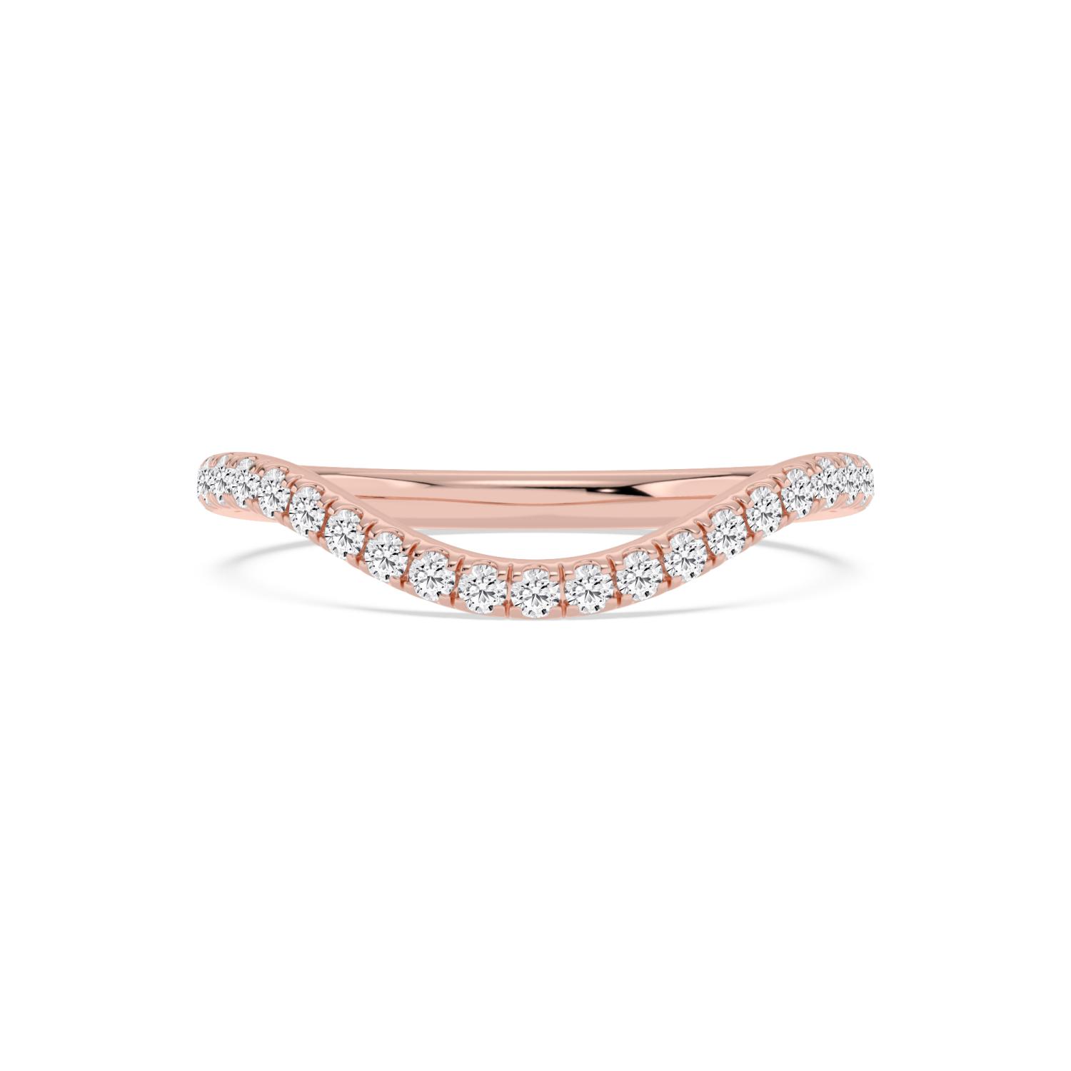Beatrice, Curved Pavé Band in Rose Gold, round, plain background